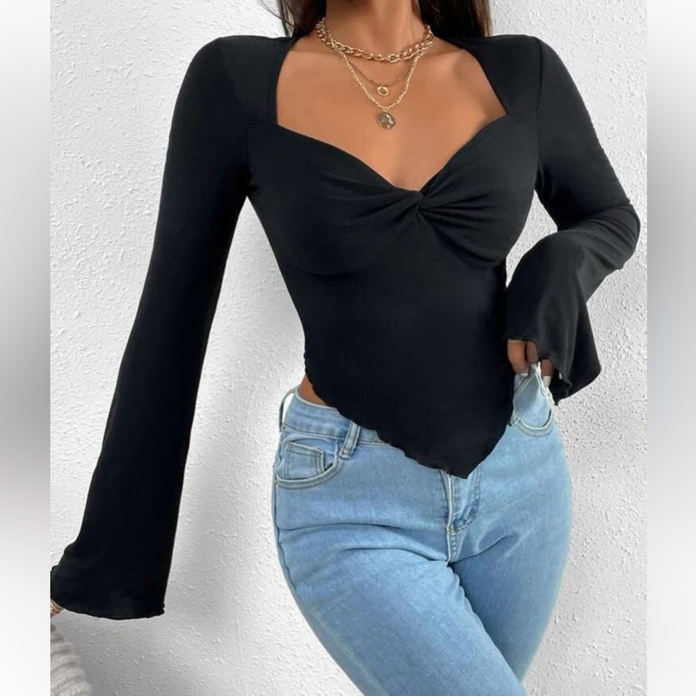 SHEIN Twist Hem Crop Tee